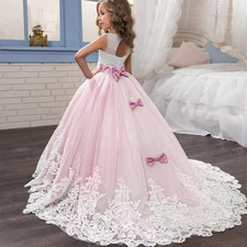 Fancy Flower Long Prom Gowns Teenagers Dresses for Girl Children Party Clothing