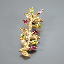 Jewellery Natural Peridot Brooch 925 Sterling Silver  /NB31139