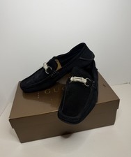 Men's GUCCI 'Bamboo Horsebit' Black Suede Loafers Size US 9 - GUCCI 8