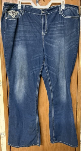 Women’s Plus Sz Vintage Brass Handcrafted Wide-Leg Jeans Sz 24