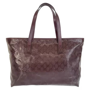 GUCCI紫のファブリックとレザーのバッグ GUCCI GG Imprime Purple Wine Red Red Tote Bag Shoulder | eBay