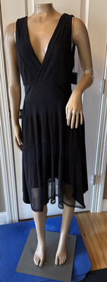 BCBG MAXAZRIA Midi Dress Lined Mesh Jersey Women's Size XS Black Combo NWT