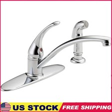 Four Hole Kitchen Sink Faucet Chrome Finish 360 Swivel Lead Free Valve New