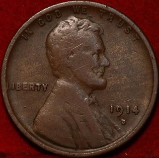 1914 D Denver Mint Copper Lincoln Wheat Cent