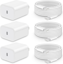 Iphone 17/16/15 Fast Charger 3-Pack 20W USB C Wall Charger with 6FT C-To-C Cab
