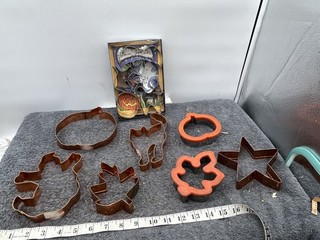 vintage lot copper cookie cutter halloween shapes mixed lot baking cat ghost