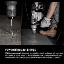 XtremepowerUS 1" SDS Electric Rotary Hammer 15J Drill Chisel Drilling Flat Bits