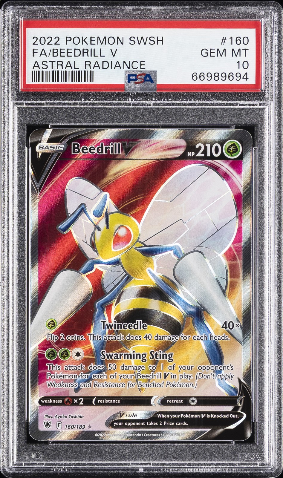 2022 POKEMON SWORD & SHIELD ASTRAL RADIANCE #160 FULL ART/BEEDRILL V PSA 10