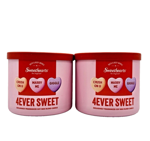 LOT 2 Bath And Body Works X SWEETHEARTS 4EVER SWEET 3 Wick Candles NEW Valentine
