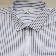 Enro Dress Shirt Men 22 Tall White Striped 2-Ply Non-Iron Preppy Business Casual