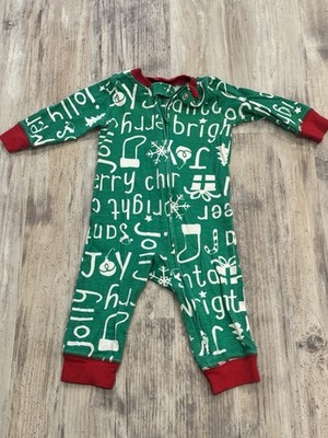 Carters 6 Month Christmas One Piece Zip Pajamas Word Graphics