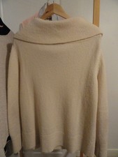 COS WOMEN's Size M WOOL ALPACA KNIT BARDOT SWEATER CREAM ROLL OFF SHOULDER JUMPE