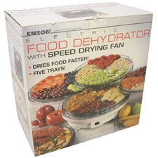 Emson Electric Food Dehydrator Machine 5 Stackable Trays Speed Drying Fan NOS