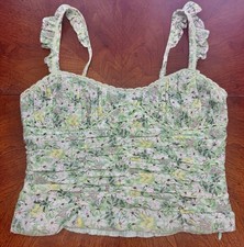 Green Floral Print Astr The Label Women  s Crop/corset Style Top