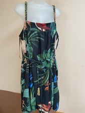 FARM Rio Black Midnight Macaw Fiesta Mini Dress Size XL,NWT