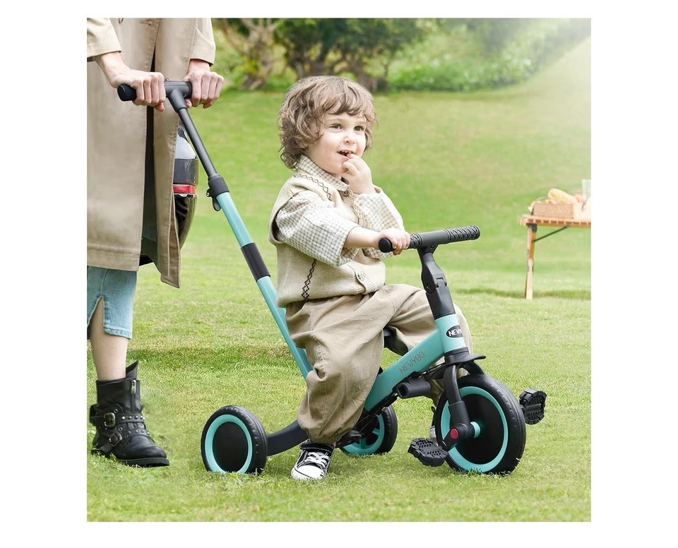 Bicicleta para niños pequeños, triciclo con mango de empuje para niños de 1-3 años, regalos de cumpleaños y juguetes f Foto 2 de 4