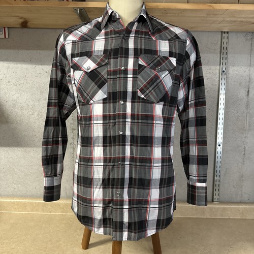 Rodeo Clothing Co Long Sleeve Pearl Snap Shirt Men’s S Small Black Plaid