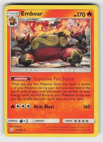 Emboar 33/236 Rare Cosmic Eclipse Near Mint
