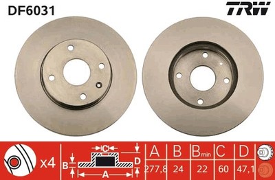 TRW DF6031 Brake Disc for Chevrolet, Daewoo