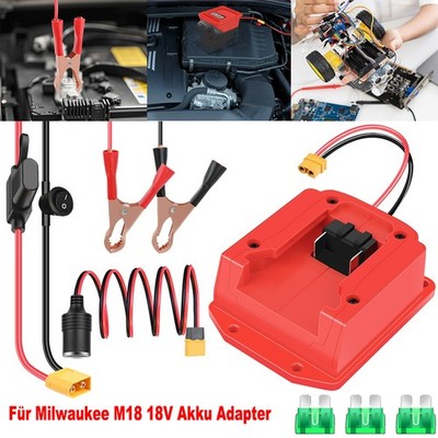 Jumper Starthilfe Adapter Für Milwaukee M18 18V Akku Adapter mit Booster Kabel