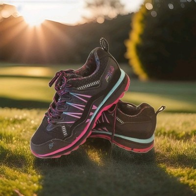 Womens Fila Evergrand TR Running Shoes Size 7 W Black/Pink/Teal 5JW00265-960