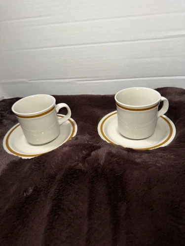 Old Brook Collection Stoneware Japan 4 Piece Set (2) Cups (2) Saucers VGUC