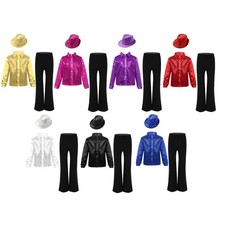 Kids Boys Shirts And Pants Show Costume Outfit Sequined Hat Jazz Dance Recital