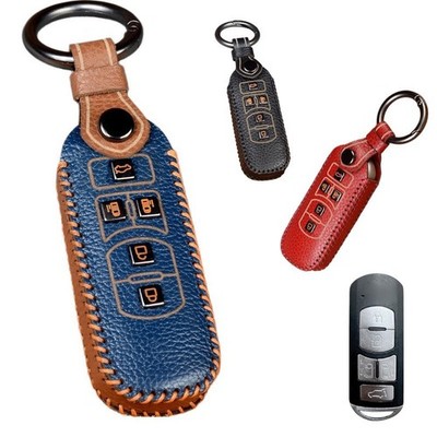 Genuine Leather Car Key Fob Case Cover Holder For Mazda Premacy CCEFW Biante MPV