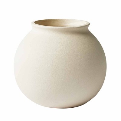 Matte Ceramic Round Vase, 5.9'', Natural Beige White