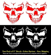 Skull Skeleton 2 PK of 5" Vinyl Decals Car Truck Motorcycle Bike Helmet Window