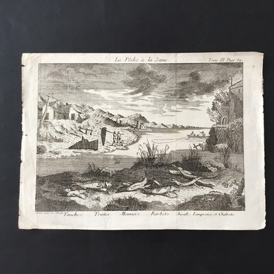 Gravur XVIIIè La Pêche A La Saine Graviert von J.C BACK French Etching