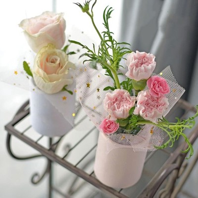 1Pc Mini Flower Bucket Round Hug Bucket DIYGift Box Cylindrical Small Flower Box