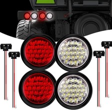4pcs 4 Inch Round Trailer Lights 24 Led Red White 12v Tail Marker Reverse Signal 4pcs 4 Inch Round Trailer Lights 24 Led Red White 12v Tail Marker Reverse Signal