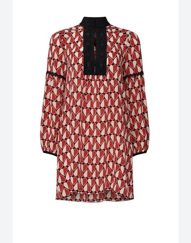 ANNA SUI Minikleid Seide rot Herz bedruckt HERZEN HINZUFÜGEN Anna Sui Größe 6