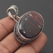 Iron Tiger Eye Gemstone 925 Sterling Silver Handmade Pendant Jewelry Gift For