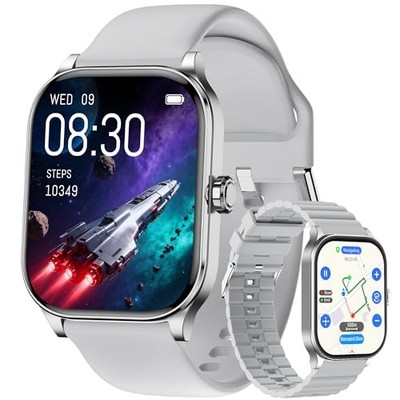 Smart Watch for Women Men with Text and Call, 2025 New AI silver GPS+Map