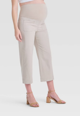 Over Belly High-Rise Wide Leg Maternity Pull-On Pants Isabel Maternity Ivory L