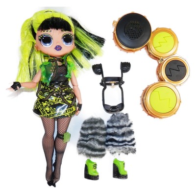 Lol OMG Remix Doll Bhad Gurl Rock Band Drummer Neon Yellow 9'' MGA