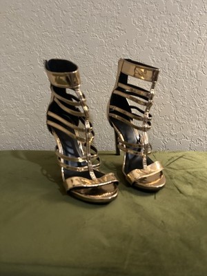 Charlotte Russe Metallic Rose Gold Strappy Gladiator High Heel Sandals Size 8
