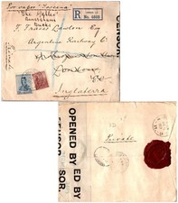 Argentina 12c San Martin and 24c Agriculture 1917 Buenos Aires Registered to Lon