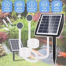 Solar Powered Oxygenator Pond Air Pump Water Oxygen Pump w/2 Air Stone Aerator