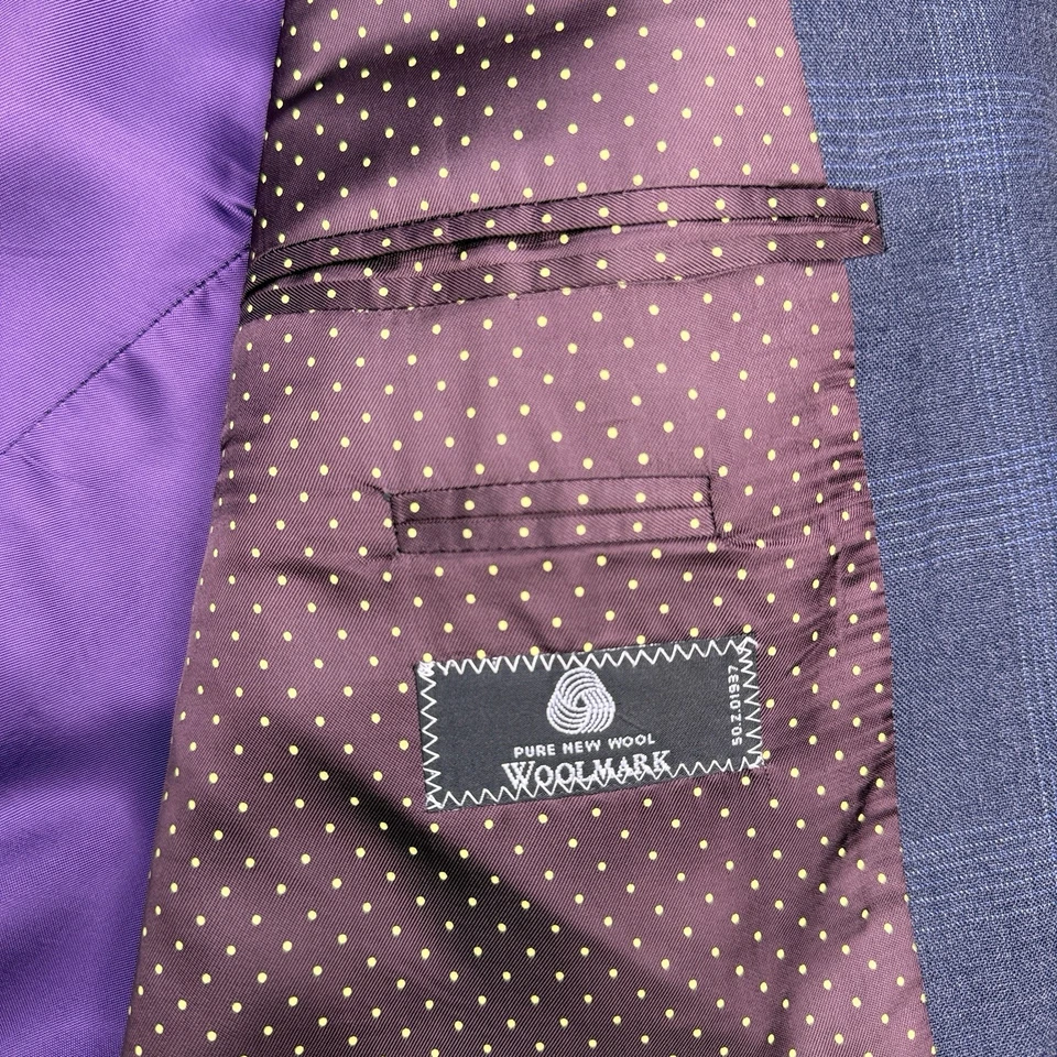 Traje Paul Smith 46R Pantalones de Lana a Cuadros Azul 37x28 Ventana Foto 4 de 4