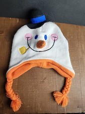 Baby 6-12 Months Snowman Beanie Hat w/ Ear Flaps Braided Ties Koala Kids