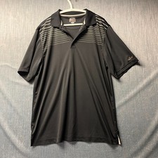 Greg Norman Tasso Elba Mens Polo Shirt Size XL Black PlayDry Striped Golf Tennis