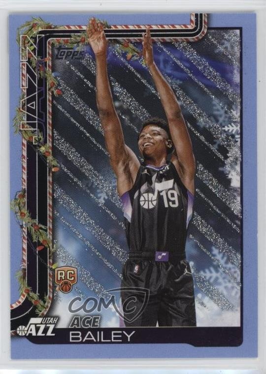2025-26 Topps Holiday Light Blue & White Glitter Ace Bailey #H165 Rookie RC 1q1x