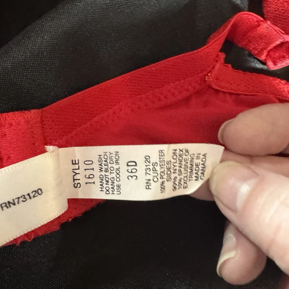 SUJETADOR MUJER FREDERICK'S OF HOLLYWOOD 36D con ALMOHADILLAS REEMPLAZABLES ESTILO 1610 ROJO Foto 4 de 4