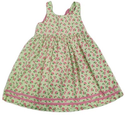 blueberi boulevard girl dress Size 6 Green With Red Cherries Bow