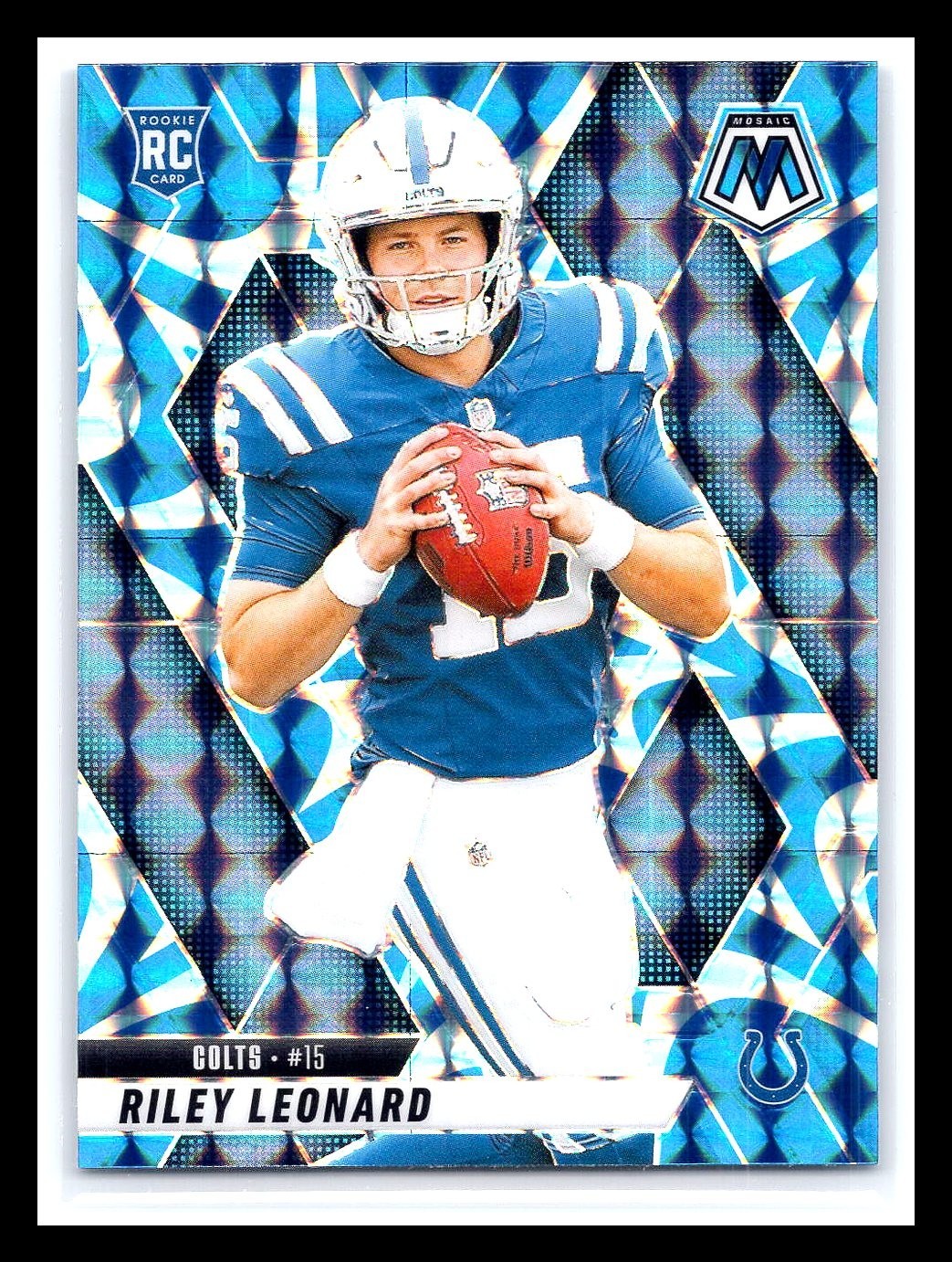 Riley Leonard 2025 Panini Mosaic Reactive Blue Prizm RC Rookie #372 Indianapolis