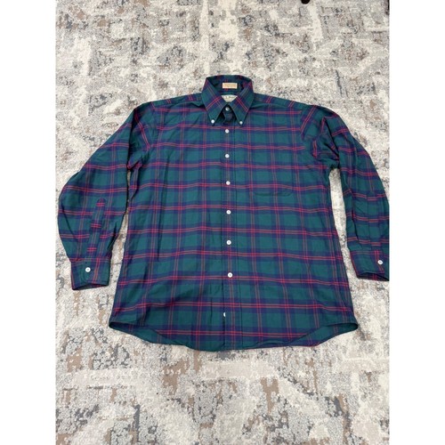 L.L.Bean, LL Bean Vintage Mens Plaid Button Down Shirt Green Blue Red Made in USA 15.5-32