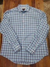 Egara Button Up Shirt Men's L Modern Fit Stretch Non Iron Blue Check